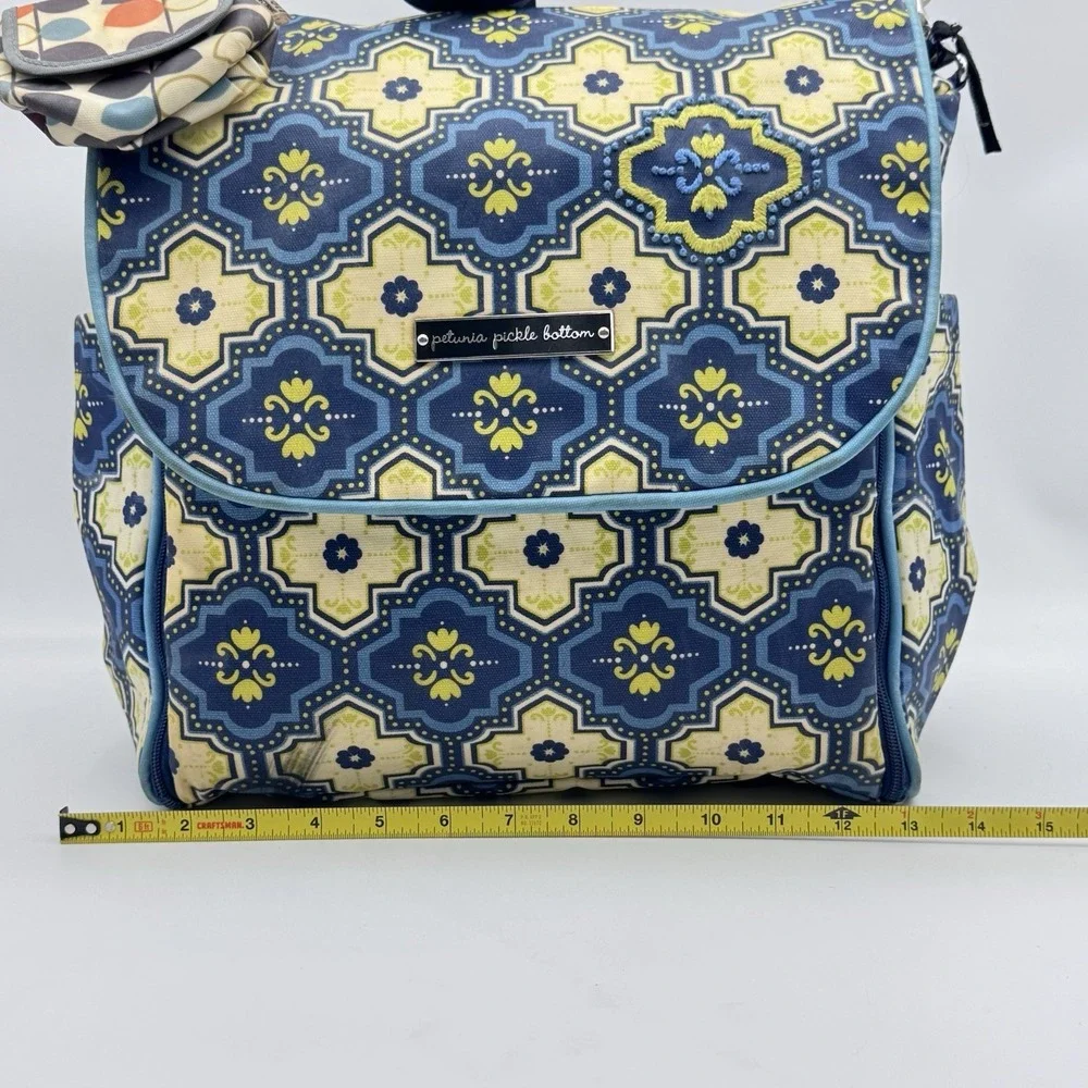 PETUNIA PICKLE BOTTOM Boxy Backpack Diaper Bag Majestic Murano Glazed Canvas Euc